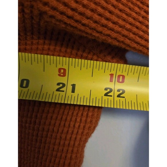 VTG Polo Ralph Lauren Hoodie Mens XL Orange Hooded Thermal Waffle Knit Pullover - Picture 6 of 7